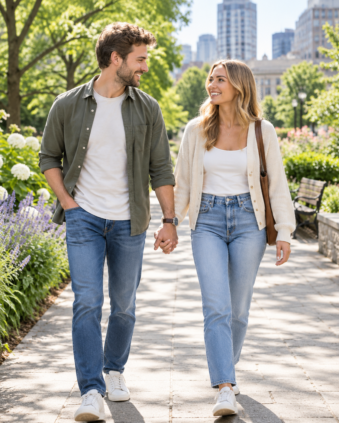 Romantic Walk Through the City Park